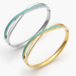 Brazalete Acero Inoxidable Esmalte Verde 601