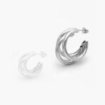 Aretes Chapa de Rodio Triples 0560