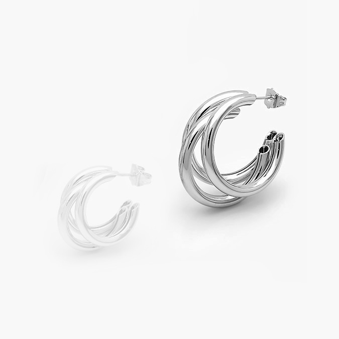 ca1-0560 Aretes Chapa de Rodio Triples 0560 - Image 1