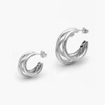 Aretes Chapa de Rodio Triples 0560