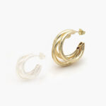 Aretes Chapa de Oro Triples Tono Oro 0432