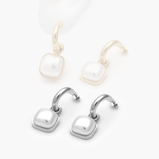 marcate138 Aretes Perla Acero Inoxidable 128 - Image 1