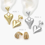 Aretes Corazones Chapa de Oro/Rodio 550