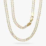 Cadena Bicolor Barbada 4mm. Chapa de Oro 138