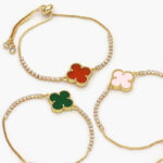 Pulso Ajustable Chapa de Oro Flor Zirconias 781