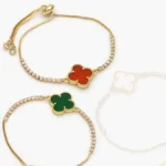 Pulso Ajustable Chapa de Oro Flor Zirconias 781