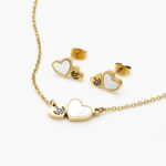 Juego Acero Inoxidable Corazón Madre Perla 0089