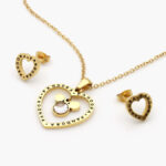 Juego Acero Inoxidable Corazón Zirconias 0104