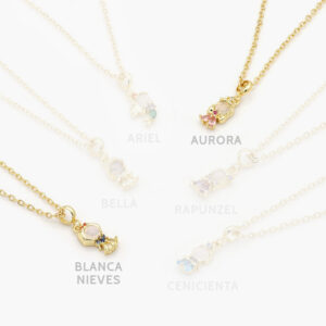 Collar Chapa de Oro Princesas Zirconias 0404