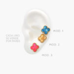 Broqueles Flores Acrílico Acero Inoxidable 61