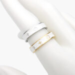 Anillo Flores Esmalte Blanco Acero Inoxidable 421