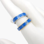 Anillo Flores Esmalte Azul Acero Inoxidable 422