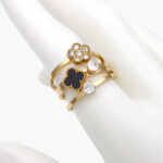 Anillo Flores Zirconias Acero Inoxidable 428