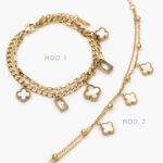 Pulso Flor Trébol Madre Perla Acero Inoxidable 618