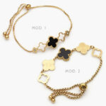 Pulso Ajustable Flor Trébol en Acero Inoxidable 620