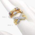 Anillo Zirconias Chapa de Oro 1108