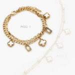 Pulso Flor Trébol Madre Perla Acero Inoxidable 618