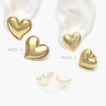 Aretes Corazones Chapa de Oro 555