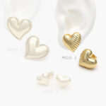 Aretes Corazones Chapa de Oro 555