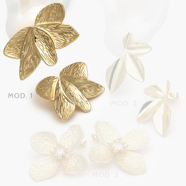 Aretes Flores Chapa de Oro 556 - Image 1
