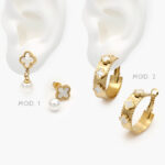 Aretes Flores Madre Perla Acero Inoxidable 142