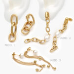 Aretes Eslabones y Perla Acero Inoxidable 145