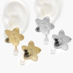 Aretes Flores Perla Acero Inoxidable 164