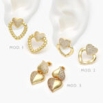Aretes Corazones Zirconias Chapa de Oro 577