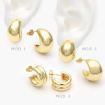Aretes Lisos Chapa de Oro 583