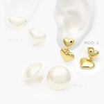 Aretes Corazones Chapa de Oro 585