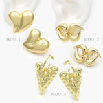 Aretes Corazones Chapa de Oro 586
