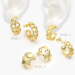 Aretes Eslabones Chapa de Oro 603