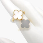 Anillo Flor Esmale Chapa de Oro 1151 - Blanco