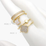 Anillo Flores Zirconia Chapa de Oro 1156