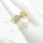 Anillo Flores Zirconias Chapa de Oro 1158