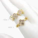 Anillo Flores Zirconias Chapa de Oro 1158