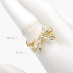 Anillo Moño Zirconias Chapa de Oro 1167