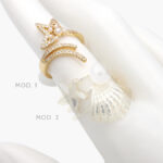 Anillo Estrella Perla Chapa de Oro 1177