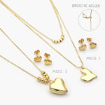 Juego Corazones Chapa de Oro Grupo 61 Cadena de Aguja