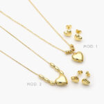 Juego Corazón Chapa de Oro Grupo 62 Cadena de Aguja