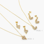 Juego Corazón Zirconias Chapa de Oro Grupo 69 Cadena de Aguja