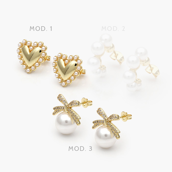 MARCAX Broqueles Corazones Perla Chapa de Oro 403 - Image 1