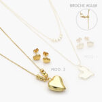 Juego Corazones Chapa de Oro Grupo 61 Cadena de Aguja