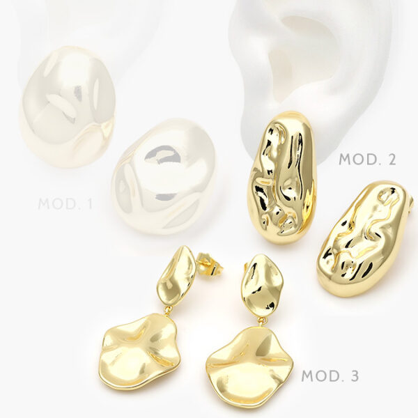 Aretes Chunky Chapa de Oro 611 - Image 1