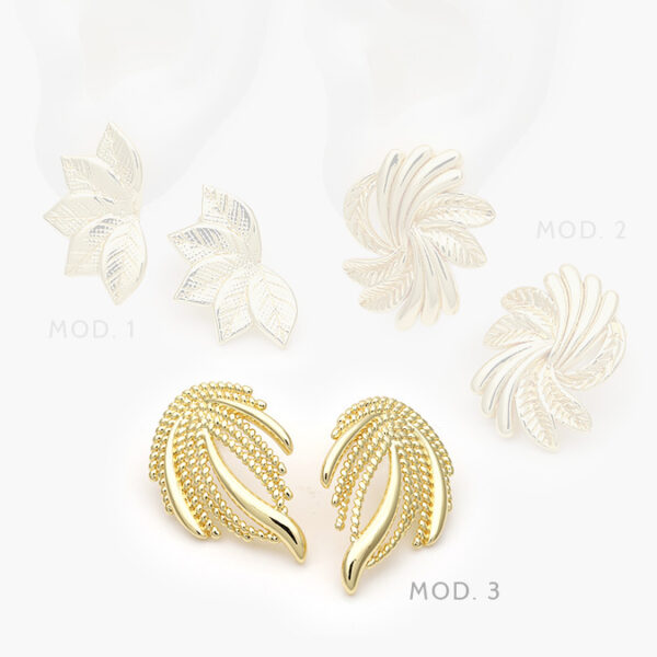 Aretes Floral Chapa de Oro 599 - Image 1