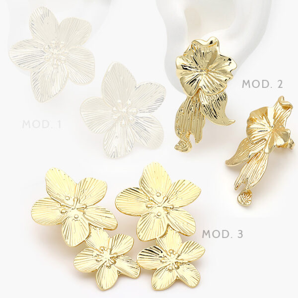 Aretes Flores Chapa de Oro 593 - Image 1
