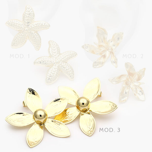 Aretes Flores Chapa de Oro 591 - Image 1