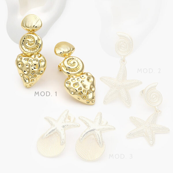 Aretes Estrella Mar Chapa de Oro 589 - Image 1
