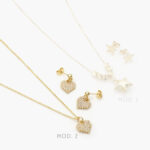 Juego Corazón Estrella Chapa de Oro Grupo 66 Cadena de Aguja