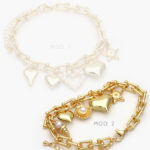 Pulso Corazones y Estrellas con Perlas Chapa de Oro 0200